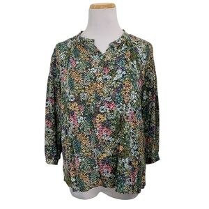 J.Jill Floral Rayon Pullover Blouse Top Size XS 3/4 Sleeves Lightweight